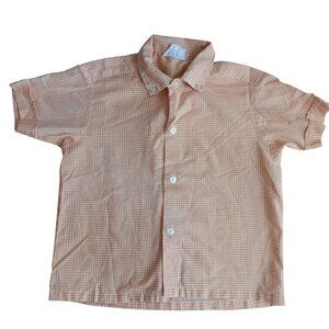 True Vtg 60s  Boys Sz 3 SHERBET ORANGE OXFORD COLLAR BUTTON DOWN PREP SHIRT